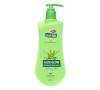 Oxyveda Aloe Glow - Lozione per il corpo multi-beneficio da 400 ml, lozione nutriente per il corpo con aloe vera e burro di karité, lozione idratante per il corpo per una pelle liscia e sana