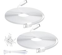 OXZEEWEE Cavo di prolunga piatto da USB A a USB C, 3 m, con chiodi di fissaggio e fascette, confezione da 2 cavi di ricarica per telecamera di sicurezza TP-Link Tapo C120, Eufy S3 Pro, Wyze, Blink