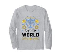 Oy al Mondo Divertente Felice Hanukkah ebraico Holiday Maglia a Manica