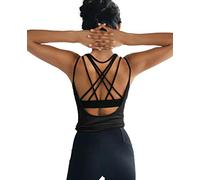 OYANUS Top da allenamento estivo da donna sexy senza schienale camicie da yoga aperto sul retro Activewear corsa sport palestra canotte, nero, XS