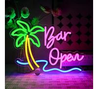 OYCGZV Bar aperto segno al neonSegno al neon della palma per la decorazione della parete Bar Neon Luce da parete USB Led segno aperto per birra bar club affari casa uomo grotta partito decorazioni