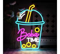 OYCGZV Boba Time Neon Scudo Bubble Tea Led Neon Scudo Parete Boba Tempo Neon Sign Drink Led Targa per Caffè Bar Ristorante Cafe Store Boba Tea Party Negozio Negozio Negozio Bevande Pub Club Decor