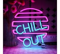 OYCGZV Chill Out Segno al neon Blu Rosa Segno al neon per la decorazione della parete Luce al neon USB Led Segno per la casa Zona di gioco Soggiorno Camera da letto Uomo Caverna Bar Caffè Partito
