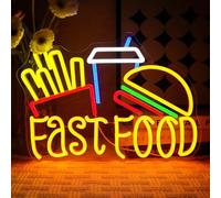 OYCGZV Fast Food - Targa al neon a LED per hamburger negozio, per negozio, cucina, bar, ristorante, snack bar, snack bar