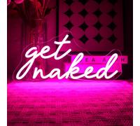 OYCGZV Get Naked - Insegna luminosa al neon con lettera al neon per decorazione da parete, luce al neon rosa, luce LED USB per camera da letto, casa, bagno, bar, negozio, club, pub, salone,