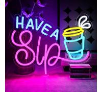 OYCGZV Have A Sip Neon - Targa da caffè a LED al neon, da parete, per bere al neon, USB, per caffè, bevande, negozio, casa, bar, ristorante, club, feste aziendali