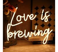 OYCGZV Love Is Brewing Neon Scudo Bianco Caldo LED Parete Scritta Sign USB Targa per Camera da Letto Comodino Sala Giochi Party Store Parrucchiere Regalo per Ragazze Amiche