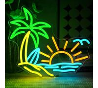 OYCGZV Palma tropicale Neon Scudo Spiaggia Surf Led Targa da parete Alba Neon Sign USB LED Targa per Birra Bar Cafe Club Business Casa Pub Grotta Uomo Party Hotel Decorazioni
