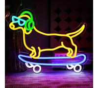 OYCGZV Skateboard per cani neon scudo Cool Dachshund Led Neon Scudo da parete carino Puppy Neon Sign per birra bar gioco zona soggiorno camera da letto club grotta uomo festa casa regalo