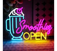 OYCGZV Smoothies - Targa aperta al neon, da parete, per caffè, bar, ristorante, caffetteria, negozio, feste, frappè e bevande