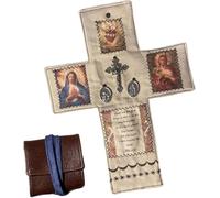 OYCXXCX Altare cattolico portatile fatto a mano per la preghiera e la devozione quotidiana, regali cristiani cattolici, altare tascabile da viaggio con croce e rosario, compagno di fede cristiana (E)
