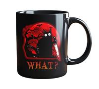 OYCXXCX Tazza Halloween Mistero di Mezzanotte Gatto Nero - Tazza da Caffè in Ceramica 320ml con Design Castello Gotico, Regalo Spaventoso per Amanti dei Gatti, Lavabile in Lavastoviglie e Adatta (#A)