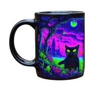 OYCXXCX Tazza Halloween Mistero di Mezzanotte Gatto Nero - Tazza da Caffè in Ceramica 320ml con Design Castello Gotico, Regalo Spaventoso per Amanti dei Gatti, Lavabile in Lavastoviglie e Adatta (#B)