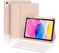 OYEEICE Custodia con tastiera anti-caduta per iPad 10a generazione 2022/A16 11a generazione 2025 (10,9/11"), tastiera ingrandita per iPad 11/10 Gen con retroilluminazione a 7 colori (rosa, stile