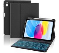 OYEEICE Custodia con tastiera anti-caduta per iPad 10a generazione 2022/A16 11a generazione 2025 (10,9/11"), tastiera ingrandita per iPad 11/10 Gen con retroilluminazione a 7 colori (nero, stile