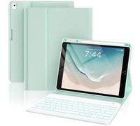OYEEICE Custodia con tastiera anti-caduta per iPad 9a/8a/7a generazione da 10,2 pollici, tastiera ingrandita per iPad Pro 10.5/iPad Air 3a generazione (verde, stile classico)