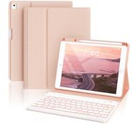 OYEEICE Custodia con tastiera anti-caduta per iPad 9a/8a/7a generazione da 10,2 pollici, tastiera ingrandita per iPad Pro 10.5/iPad Air 3a generazione (rosa, stile classico)