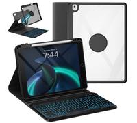 OYEEICE Custodia con tastiera girevole anti-caduta per iPad 9a/8a/7a generazione da 10,2 pollici, tastiera ingrandita per iPad Pro 10.5/iPad Air 3a generazione (nero, stile girevole a 360°)