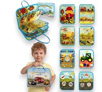 OYEMAT Busy Board Montessori Veicoli Bilingue Spagnolo/Inglese - Giocattolo Sensoriale Bambino - Libro Montessori 3 Anni di Feltro - Tavola Montessori Educativo con Attività Motorie Fine