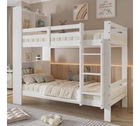 Oyemige Letto a Castello, Letto per Bambini con Contenitore, Letto Matrimoniale con Ripiano e Scala Ad Angolo Retto a Tre Gradini, 90x200 cm Letto In Legno, Rete A Doghe, Bianco, Senza Materasso