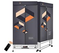 OYhmc Asciugatrice Portatile Stendibiancheria Elettrico, Pieghevole a 2 Livelli per Interni Asciugatura a Caldo Secco 2500w Asciugatura ad Aria Calda Armadio Timer Automatico con Telecomando