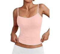 OYIGELZ Canottiera da donna estiva, senza maniche, Y2K, slim fit, crop top, maglietta basic camisole top streetwear, Rosa chiaro t1, XS