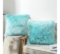 OYIMUA 2Pcs Decorativi Federa Cuscino, Super Morbido Peluche Federa per Cuscino, Divano Cuscino Federa copricuscino Divano a Vita casa Arredamento (Turchese, 45 x 45 cm)