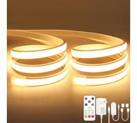 OYKYOHEI Striscia LED COB, luce bianca calda, dimmerabile, 20 m, con telecomando, 3000 K, autoadesiva, impermeabile, larghezza 10 mm, in silicone, flessibile, per TV, camera da letto, CRI90+