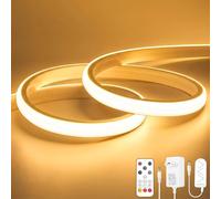 OYKYOHEI Striscia LED COB, luce bianca calda, dimmerabile, 3 m, con telecomando, 3000 K, autoadesiva, impermeabile, larghezza 10 mm, in silicone, flessibile, per TV, camera da letto, CRI90+