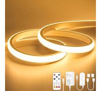 OYKYOHEI Striscia LED COB, luce bianca calda, dimmerabile, 5 m, con telecomando, 3000 K, autoadesiva, impermeabile, larghezza 10 mm, in silicone, flessibile, per TV, camera da letto, CRI90+
