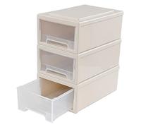 Oymlclivisa Cassettiera impilabile in plastica, 6,8 l, confezione da 3, beige