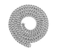 OYOGAA Collana a maglia cubana Miami da 9 mm, 6 volte, placcata in oro 14 carati, con maglie cubane colorate e brillanti e brillanti, per donne e uomini, 16, Rame, Zirconia cubica
