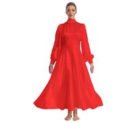 Oyolan Abito da ballo liturgico da donna, abito coro, lode a maniche lunghe, abito da preghiera, Bordeaux, XL