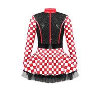 Oyolan Bambini Costume Da Racer Abito A Tema Automobilistico Abiti Cocktail | Vita Elasticizzata E Comoda,Ideale Per Danza Spettacoli,Maniche Lunghe A Scacchi,Costume Cosplay,Halloween,Accessori Foto