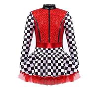 Oyolan Bambini Costume Da Racer Abito A Tema Automobilistico Abiti Cocktail | Vita Elasticizzata E Comoda,Ideale Per Danza Spettacoli,Maniche Lunghe A Scacchi,Costume Cosplay,Halloween,Accessori Foto