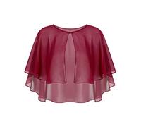 Oyolan Cardigan da donna Bolero Corto Chiffon Stola Scialle Elegante Giacca per abito da sposa cerimonia sera, Tipo A Bordeaux, Taglia unica