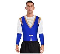 Oyolan Costume da uomo Medievale Vichingo Top Costume Rinascimento Vestito Halloween Carnevale Bianco Blu Royal L