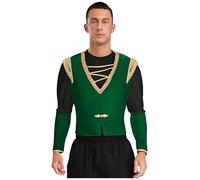 Oyolan Costume da uomo Medievale Vichingo Top Costume Rinascimento Vestito Halloween Carnevale Verde Nero L