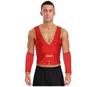 Oyolan Costume da uomo Medievale Viking Gilet con Polsini, Costume Rinascimento Cosplay Halloween Carnevale Rosso L