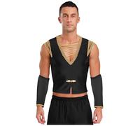 Oyolan Costume da uomo Medievale Viking Gilet con Polsini, Costume Rinascimento Cosplay Halloween Carnevale Nero L