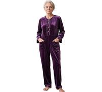 Oyolan Donna Body Kombianzug Adattivo Restare Vestito Romper Facile Curare | Per Esigenze Speciali,Comfort Tutto Il Giorno,Facile Indossare,Sleepwear,Paziente Con Demenza,Fisioterapia,Camera Da Letto