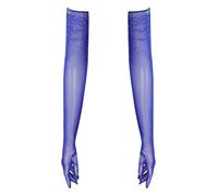 Oyolan Guanti trasparenti da donna lunghi guanti con strass, per serate in teatro dell'Opera Danza, blu royal, Taglia Unica