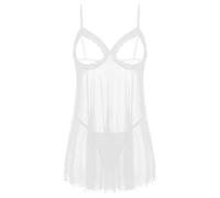 Oyolan Lingerie sexy da donna cattiva calda mini abito aderente trasparente aperto in seno nudo fasciatura lingerie babydoll babydoll S-XL