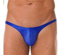 Oyolan Slip Sexy Uomo Brillante Bikini Tanga Slip da Bagno Perizoma G-String Jockstrap Costume da Bagno Biancheria Intima M-XXL, Tipo A Blu, XXL