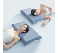 oyptmsh Cuscino cervicale ergonomico - Memory foam con tecnologia a lento ritorno elastico, sostiene l'allineamento del collo e della colonna vertebrale (Blue,70x42x8cm)