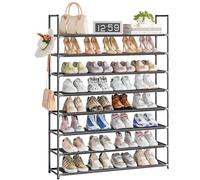 OYREL Scarpiera a 8 ripiani per 32-40 paia di scarpe, organizer grande con gancio laterale, salvaspazio, per armadio, ingresso, garage, camera da letto, scarpiera in tessuto non tessuto
