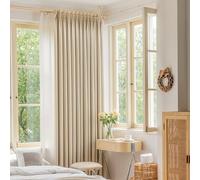 OYRING Tenda plissettata lunga 213 cm, oscurante, isolamento termico, plissettata, con ganci, fermatenda per soggiorno, camera da letto, beige crema, 132 cm di larghezza x 213 cm di lunghezza, 1