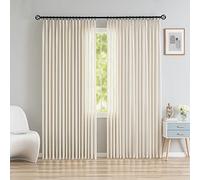 OYRING Tende plissettate extra larghe in finto lino, per filtrare la luce, tende semitrasparenti, plissettate con ganci, per soggiorno, lino naturale (1 pannello, 254 x 213,4 cm (larghezza x lunghezza