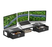 OYRREU Supporto Monitor Scrivania con Rialzo Laptop Stand, 119,5 x 26cm Supporto 2 Monitor Rialzo da Scrivania, Supporto per Monitor Schermo PC Laptop Computer Monitor Stand Accessori
