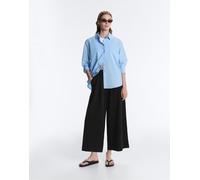 OYSHO - Pantaloni cropped a fondo ampio in modal soft-touch neri con pieghe-Nero L